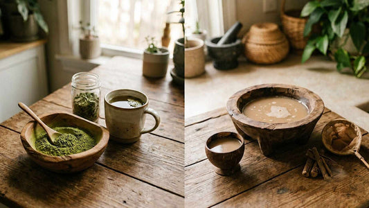 Bowls of kratom and kava drinks side by side