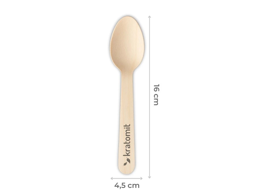 Wooden kratom scoop, natural sustainable wood, close-up