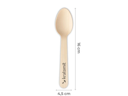 Wooden kratom scoop, natural sustainable wood, close-up