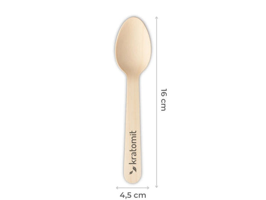 Wooden kratom scoop, natural sustainable wood, close-up