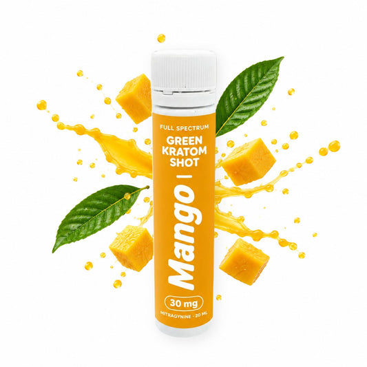 Green kratom shot Mango with mango splash